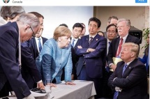 G7峰会现“塑料姐妹花”友谊，各国为斗图抢C位也是拼了……