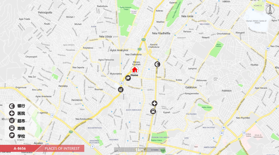 移民帮希腊雅典市中心扎菲亚公寓(含装修不含家具) ZAFEIR A-8656