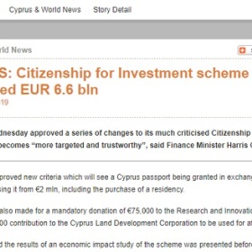 塞浦路斯投资入籍新政策:新增捐款15w欧，延长房产持有期限