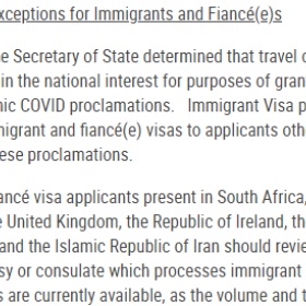 美国政府对移民签证发放纳入国家利益豁免