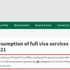 大使馆恢复全部签证受理，暂免每年一天登陆要求，爱尔兰最近利好政策不断！