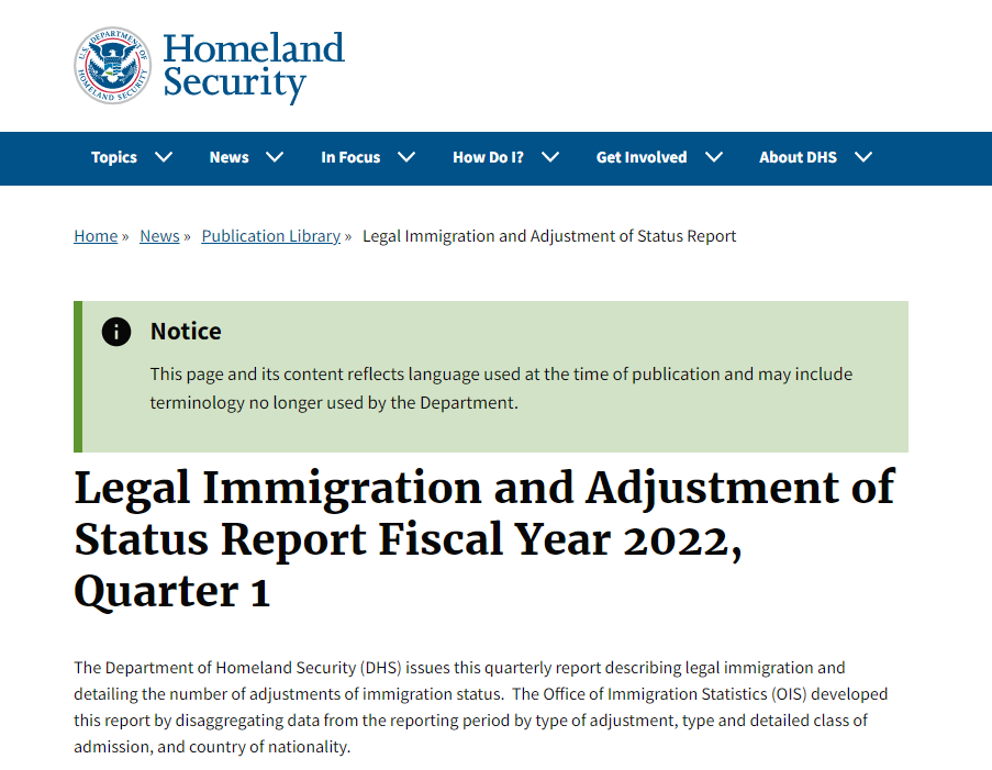 2022财年第一季度美国移民、入籍数据公布，新移民增加379%