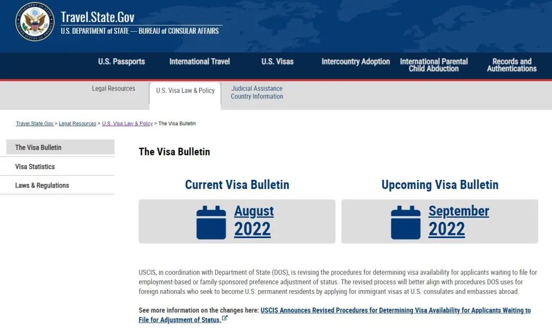 2022年美国移民9月排期公布！EB-1无排期，EB-5前进1个月