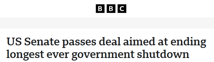 创美国史上最长记录！停摆40天后政府终于要“开门”了！