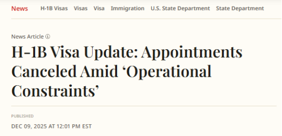 印度遭殃！美国H-1B面签被大规模取消！中国申请人也要当心了！