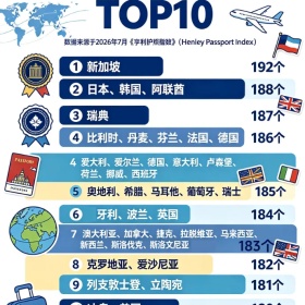 移民帮2026年护照免签国排行TOP10出炉，速查！